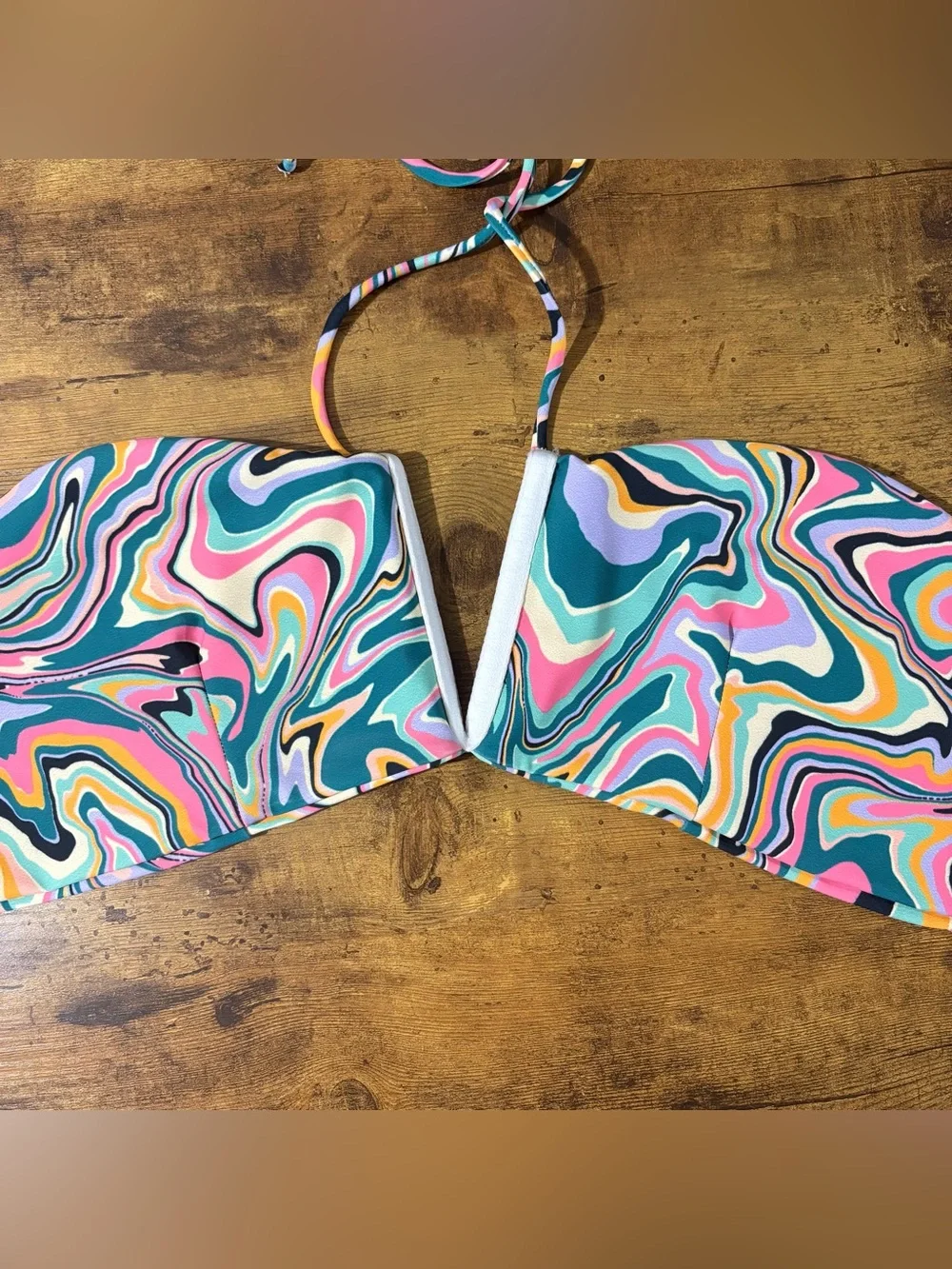 SKATIE Luli Sedona Swirl Halter V-Neck Bikini Top Size Large